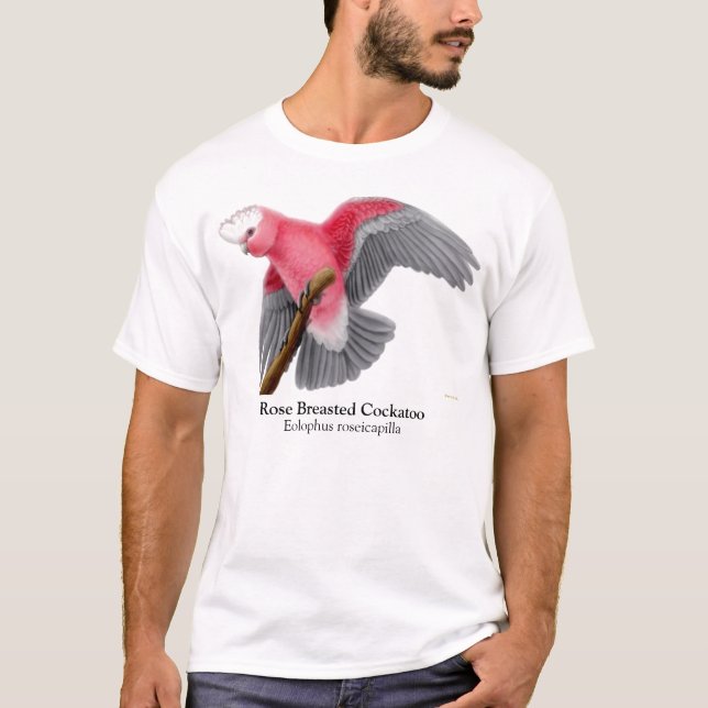 T-shirt rose de cacatoès de Breasted (Devant)