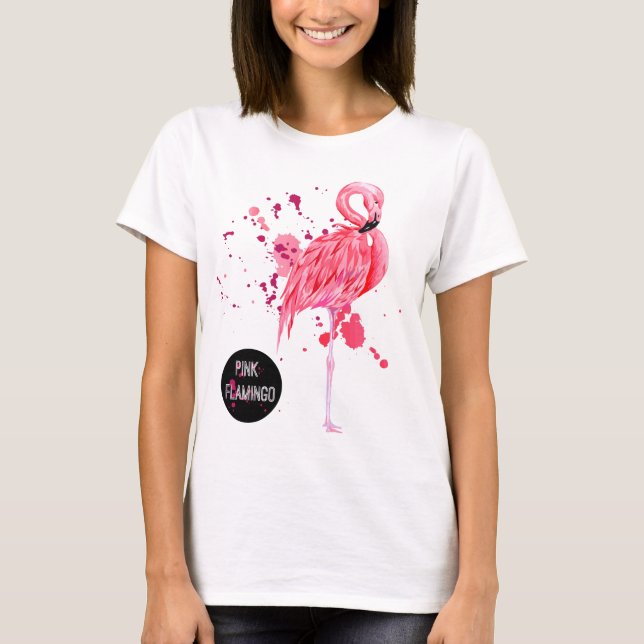 T-shirt rose de cadeau d'été de Flamant rose (Devant)