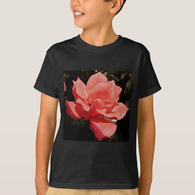T-shirt rose de pêche et détritus (Devant)