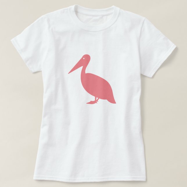 T-shirt rose de silhouette de pélican (Design devant)