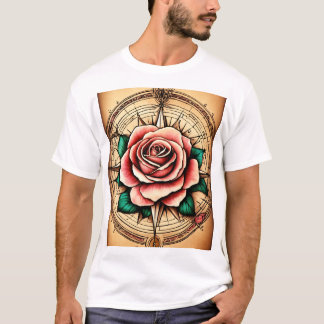 T-shirt Rose de style tatouage