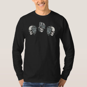 T-shirt Rose de tatouage crâne - Impression arrière - Vélo