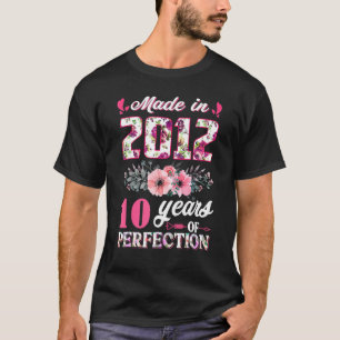 T-shirt Rose Fabriqué En 2012 10ème Anniversaire Fille 10 