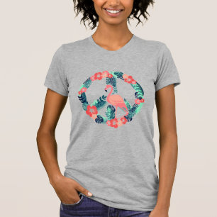 T-Shirt Rose Flamant Signe De Paix Rose Mignon