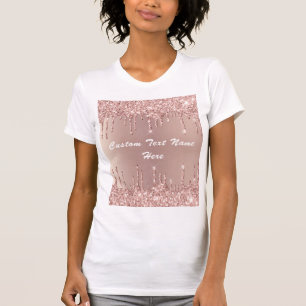 T-shirt Rose Gold Blush Parties scintillant Votre nom de t