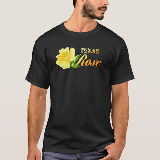 T-shirt Rose jaune du Texas Aquarelle Classique Texas Rose (Devant)