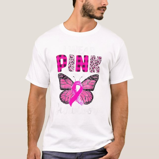 T-shirt rose Je suis un survivant rose (Devant)