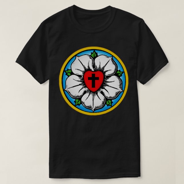T-shirt Rose luthérien du coeur (Design devant)