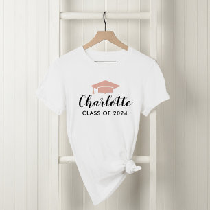 T-shirt Rose moderne Gold Script Nom 2025 Graduation Photo
