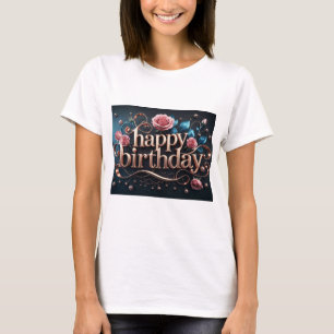 T-shirt Rose or anniversaire luxueux élégant extravagant