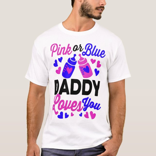 T-shirt Rose ou Bleu DADDY vous aime | Cadeau aux parents (Devant)