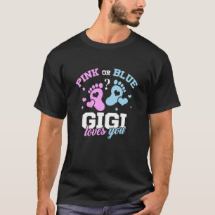 T-shirt Rose Ou Bleu Gigi Vous Aime Bébé Genre Reveal Par