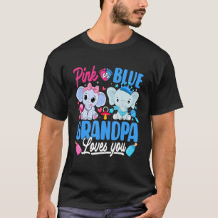 T-shirt Rose ou bleu Grand-père t'aime Révélation du sexe