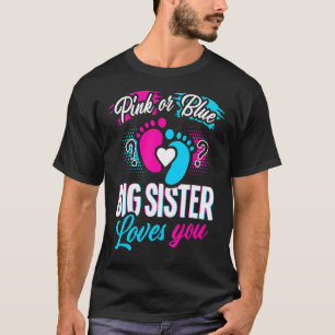 T-shirt Rose Ou Bleu Grande Soeur Vous Aime Bébé Genre Rev