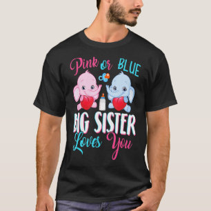 T-shirt Rose Ou Bleu Grande Soeur Vous Aime Eléphants Bébé