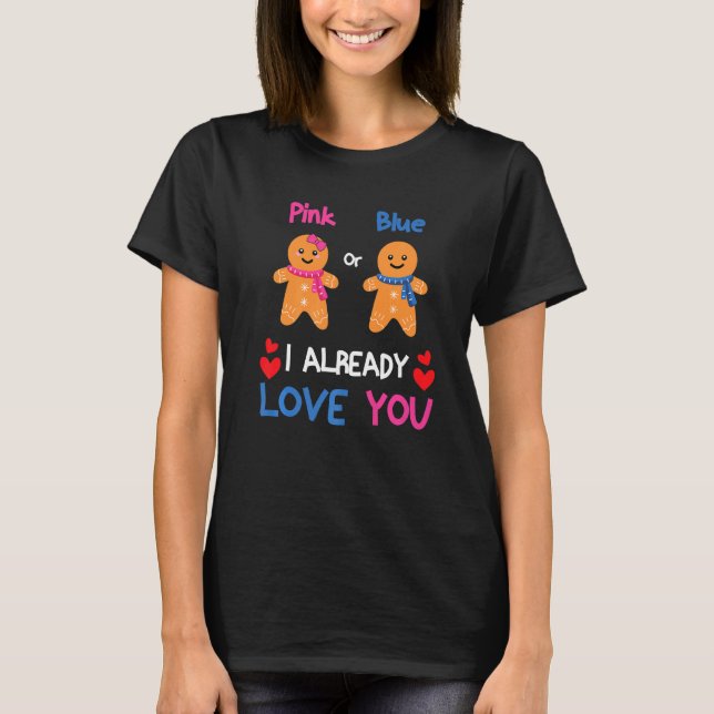 T-shirt Rose Ou Bleu Je T'Aime Déjà Genre Révéler Noël (Devant)