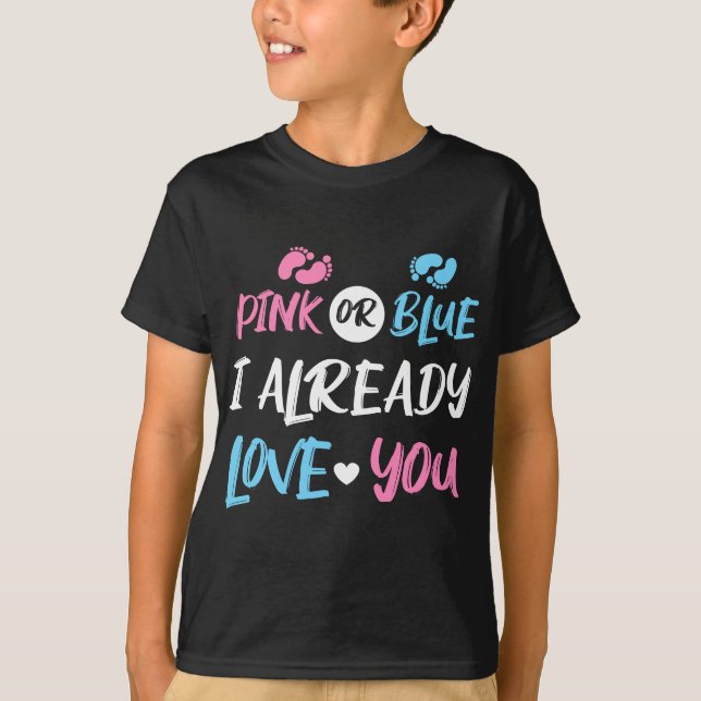 T-shirt Rose ou Bleu Je t'aime déjà Révélation de genre (Devant)