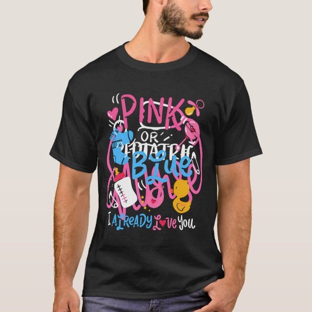T-shirt Rose Ou Bleu Je Vous Aime Déjà Révéler Le Sexe (Devant)