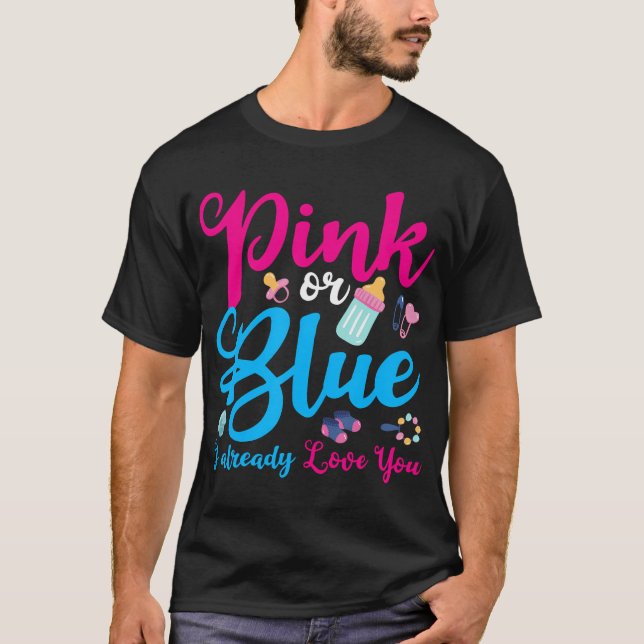 T-shirt Rose Ou Bleu Je Vous Aime Déjà Révéler Le Sexe (Devant)