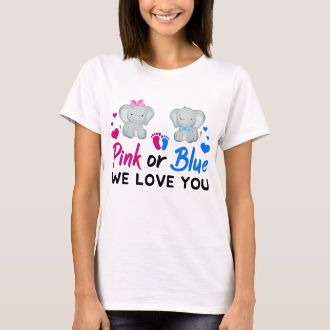 T-shirt Rose ou bleu Nous t'aimons Maman Papa Bébé Genre R (Devant)
