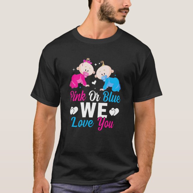 T-shirt Rose Ou Bleu Nous Vous Aimons Genre Révélation Ann (Devant)