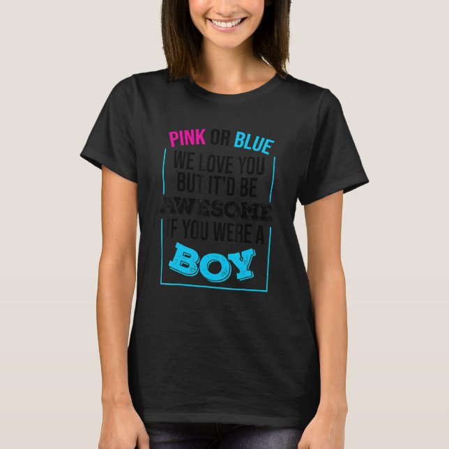 T-shirt Rose Ou Bleu Nous Vous Aimons Mignonne Révélation  (Devant)