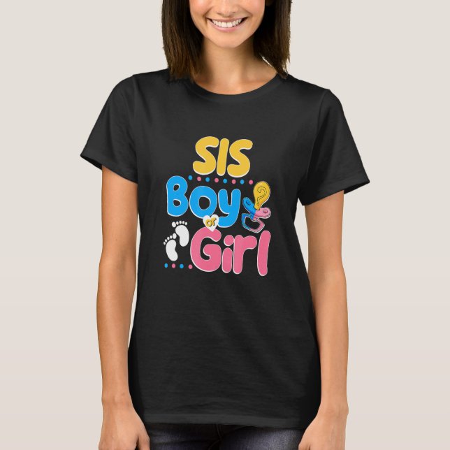 T-shirt Rose ou Bleu Sis vous aime mieux Soeur jamais Big  (Devant)