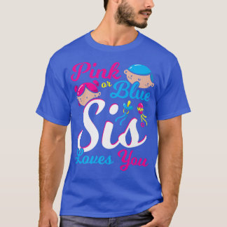 T-shirt Rose ou Bleu Sis vous aime Soeur Genre Reveal Ba
