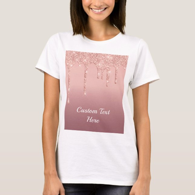 T-shirt rose Parties scintillant or avec votre nom (Devant)