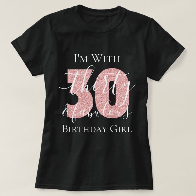 T-shirt Rose personnalisé Gold Trente Fab Parties scintill (Design devant)
