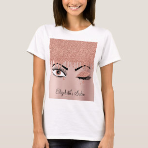 T-shirt Rose Pink Gold Eyelashes Parties scintillant de sé