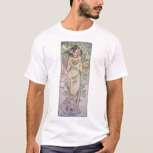 T-shirt Rose (Quatre Fleurs), Alphonse Mucha