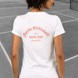 T-shirt Rose Rétro Après Pickle Ball Club Social Blanc