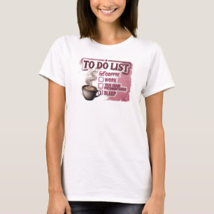 T-shirt Rose Rétro COFFEE TRAVAIL CRIME VRAI Déclaration d