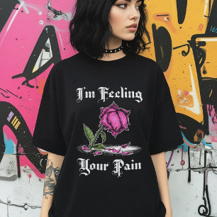 T-shirt Rose rose au désespoir Texte blanc Femmes