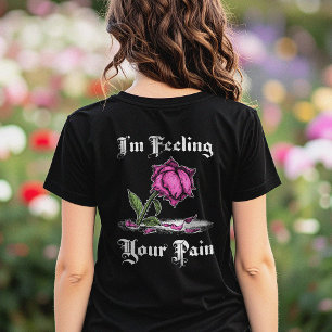 T-shirt Rose rose en désespoir Texte blanc avant et arrièr
