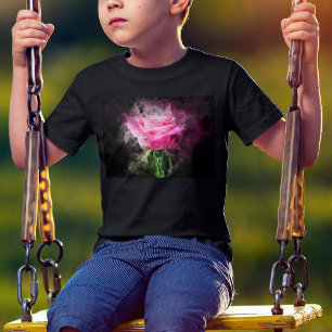 T-shirt Rose roseau aquarelle sur fond noir