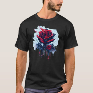T-shirt Rose rouge Abstraite avec séchoirs sanglants