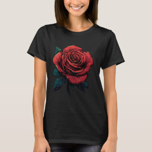 T-shirt Rose Rouge Fleur Botaniste Jardin Fleur Rose Rouge