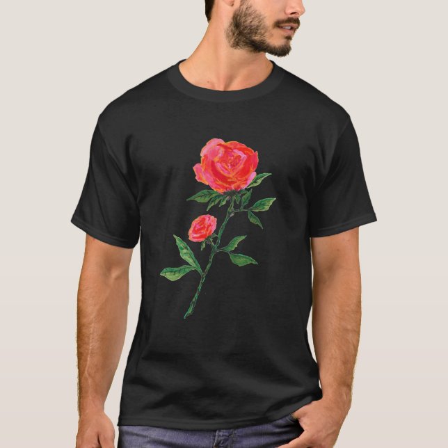 T-shirt Rose rouge noir (Devant)