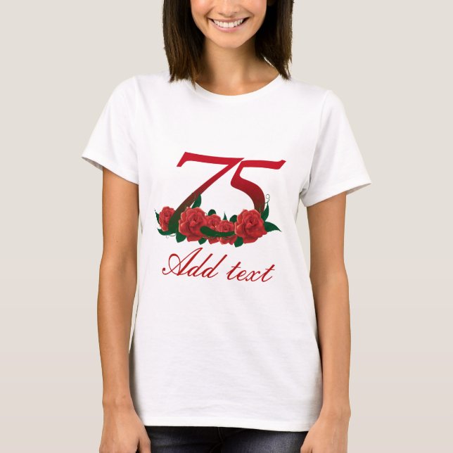 T-shirt rose rouge numéro 75 de soixante-quinzième (Devant)