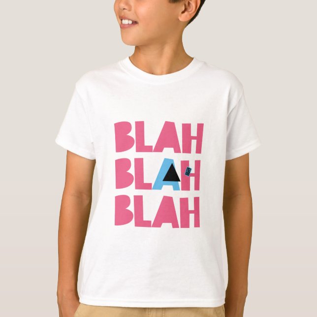 T-shirt Rose sarcastique Bla Girly bleu Blah Blah de (Devant)