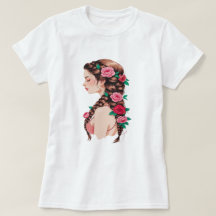 Rose tressé cheveux floral Tee pour femmes