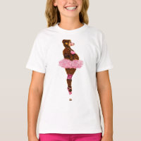 T-shirt rose Tutu à l'ours Ballerina mignonne