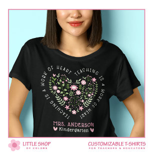 T-shirt Rose Vert Floral Enseigner est une Œuvre de Cœur