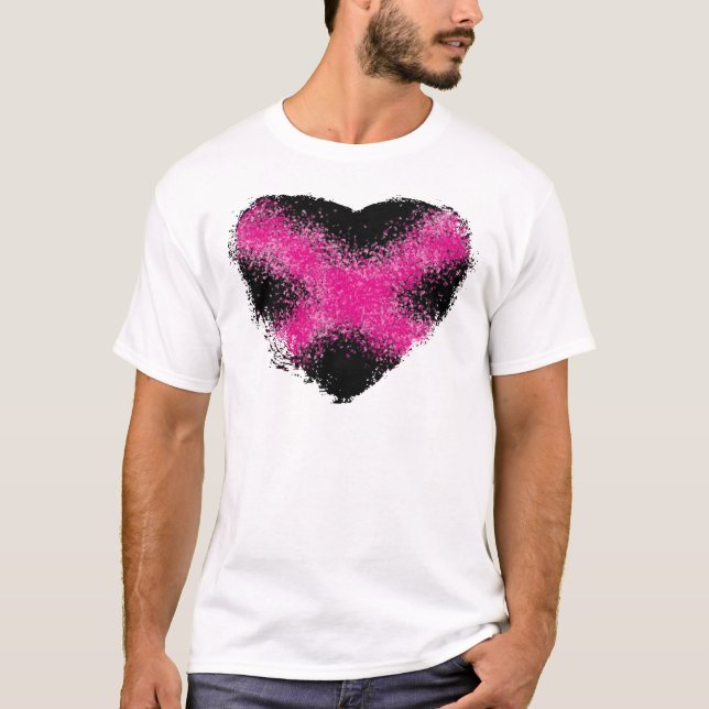 T-shirt Rosée choquante sur la parties scintillant noire p (Devant)