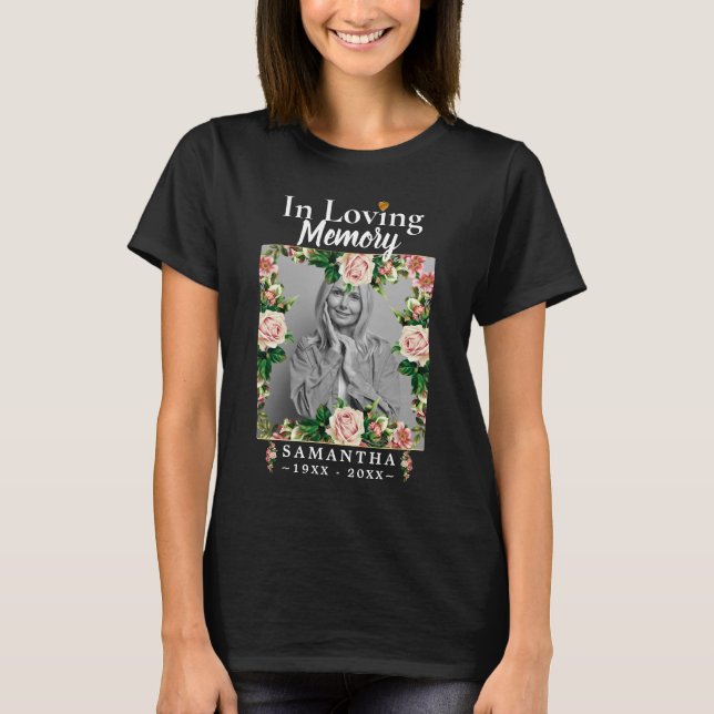 T-shirt Roses amoureux Mémoire Photo perte de mère (Devant)