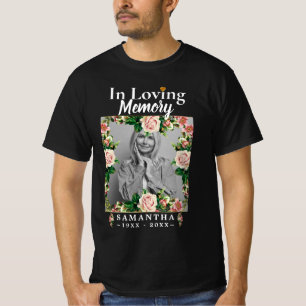 T-shirt Roses dans la mémoire aimée Photo perte de mère T-