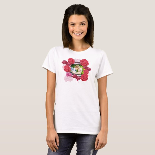 T-shirt Roses de l'anniversaire du mariage, bandes, photo  (Devant entier)