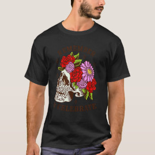 T-shirt Roses du Masque crânien Dia De Los Muertos